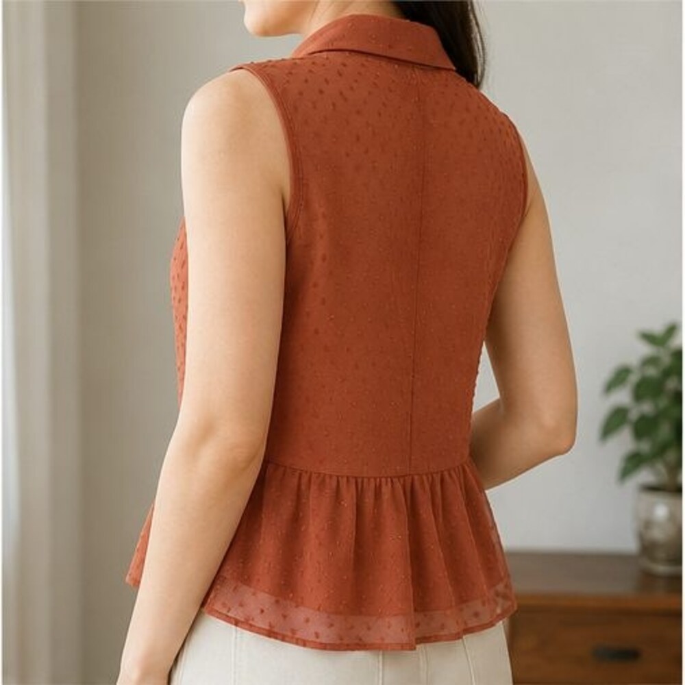 Rust Peplum Top - Picture 3 of 6
